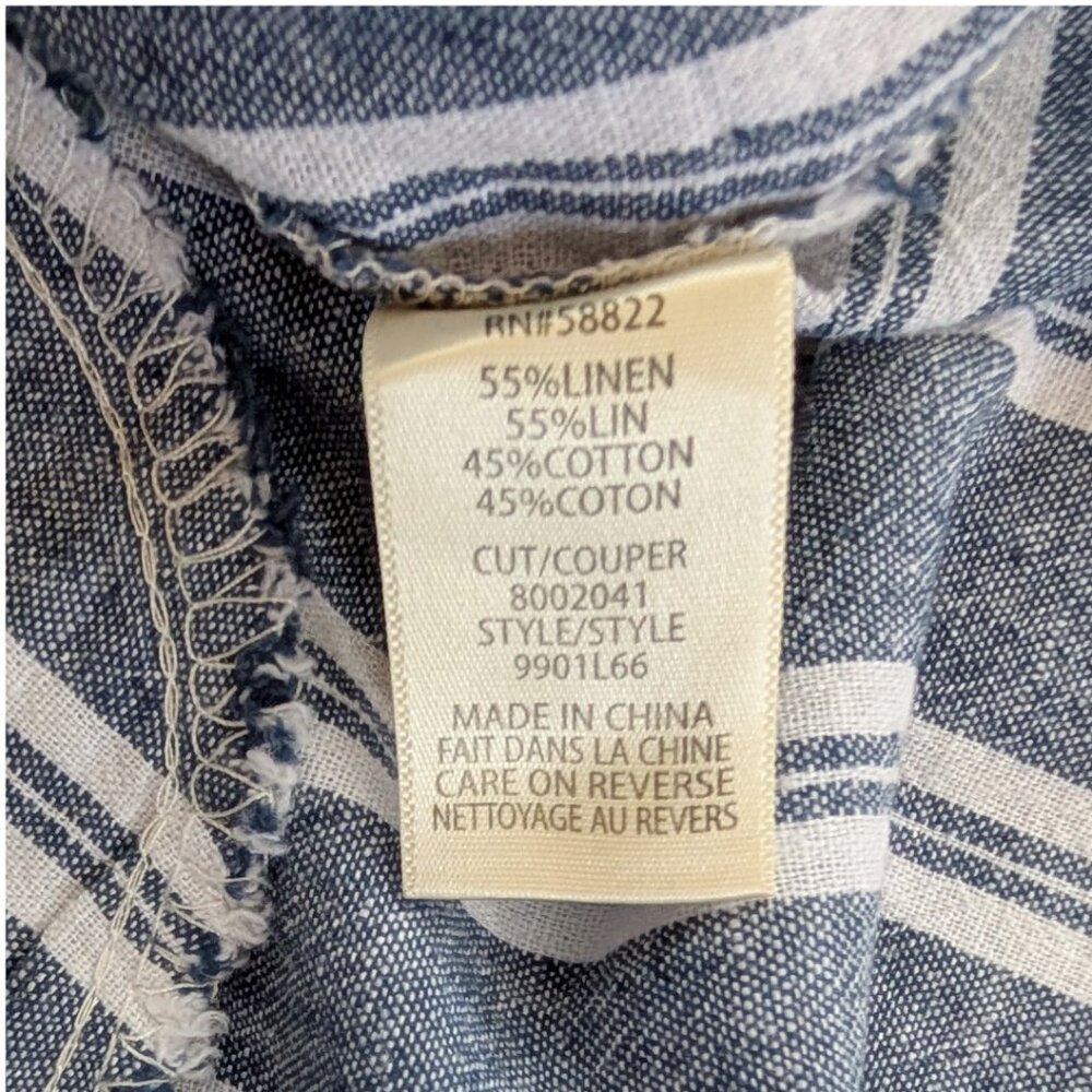 Max Studio Blue and White Striped Linen Blend Dress Sz L - Picture 5 of 6